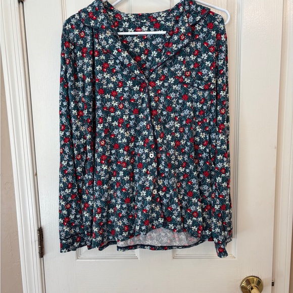 State of Day Green Floral Women's Pajama Set LS w Pants Women’s Large - Picture 2 of 6